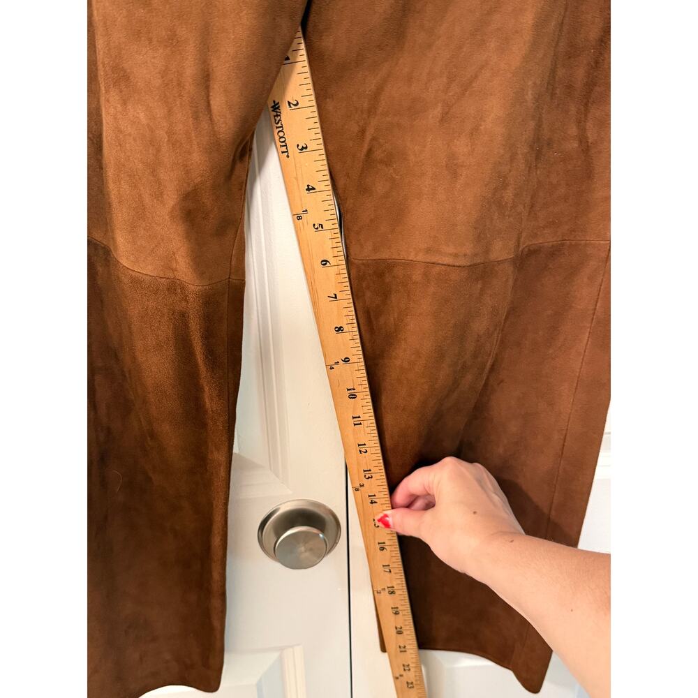 Nili Lotan Goatskin Suede Paris Pants Drop Crotch Slouchy Leather Cognac Brown - Picture 11 of 16